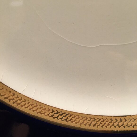 Vintage English CROWN DUCAL Cobalt and Gold Trim Dessert Plate #8 - Picture 3 of 7